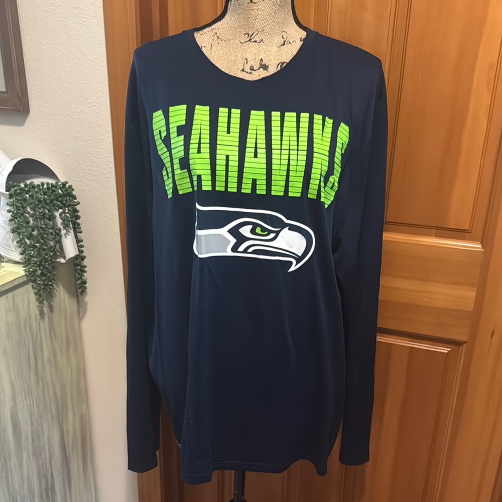 NFL Team Apparel Seattle Seahawks Navy Long Sleeve Shirt Womens